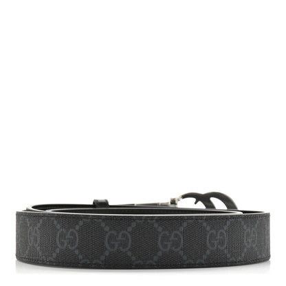 Gucci GG Supreme Monogram Plutone Calfskin Palladium Double G Reversible 30mm Belt 100 40 Black 2 of 4