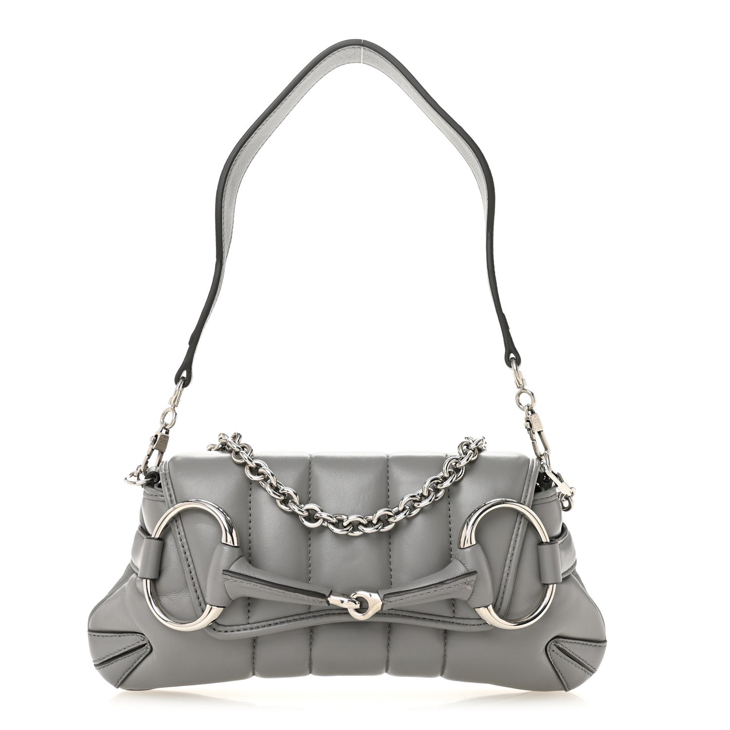 Nappa Vertical Matelasse Small Maxi Horsebit Chain Shoulder Bag Gray