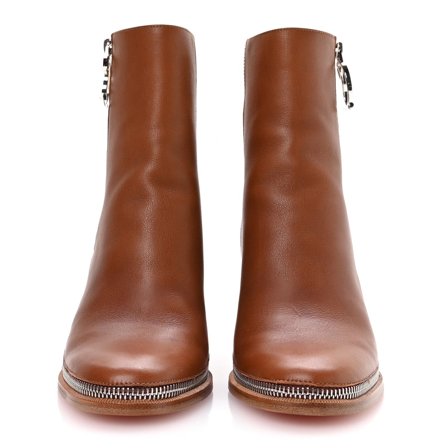 Christian Louboutin Calfskin CL Zip Bootie 70 Ankle Boots 36.5 Cuoio 3 of 8