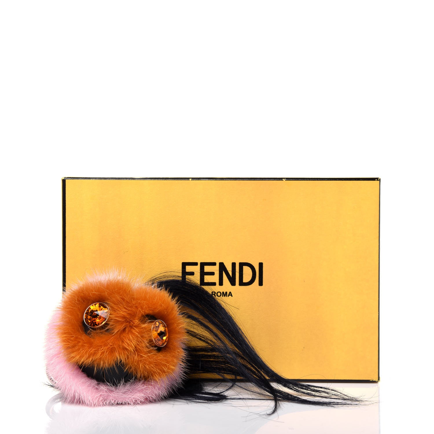Fendi Mink Goat Fur QuTweet Bag Bug Charm Marshmallow Black 6 of 6