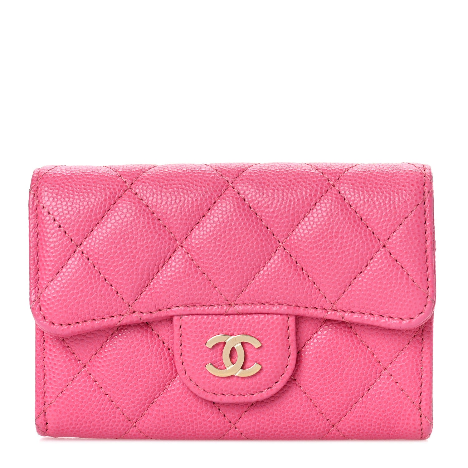 Chanel Caviar Quilted Flap Card Holder Wallet Pink 1 of 9