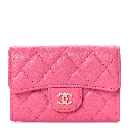 Chanel Caviar Quilted Flap Card Holder Wallet Pink 1 of 9