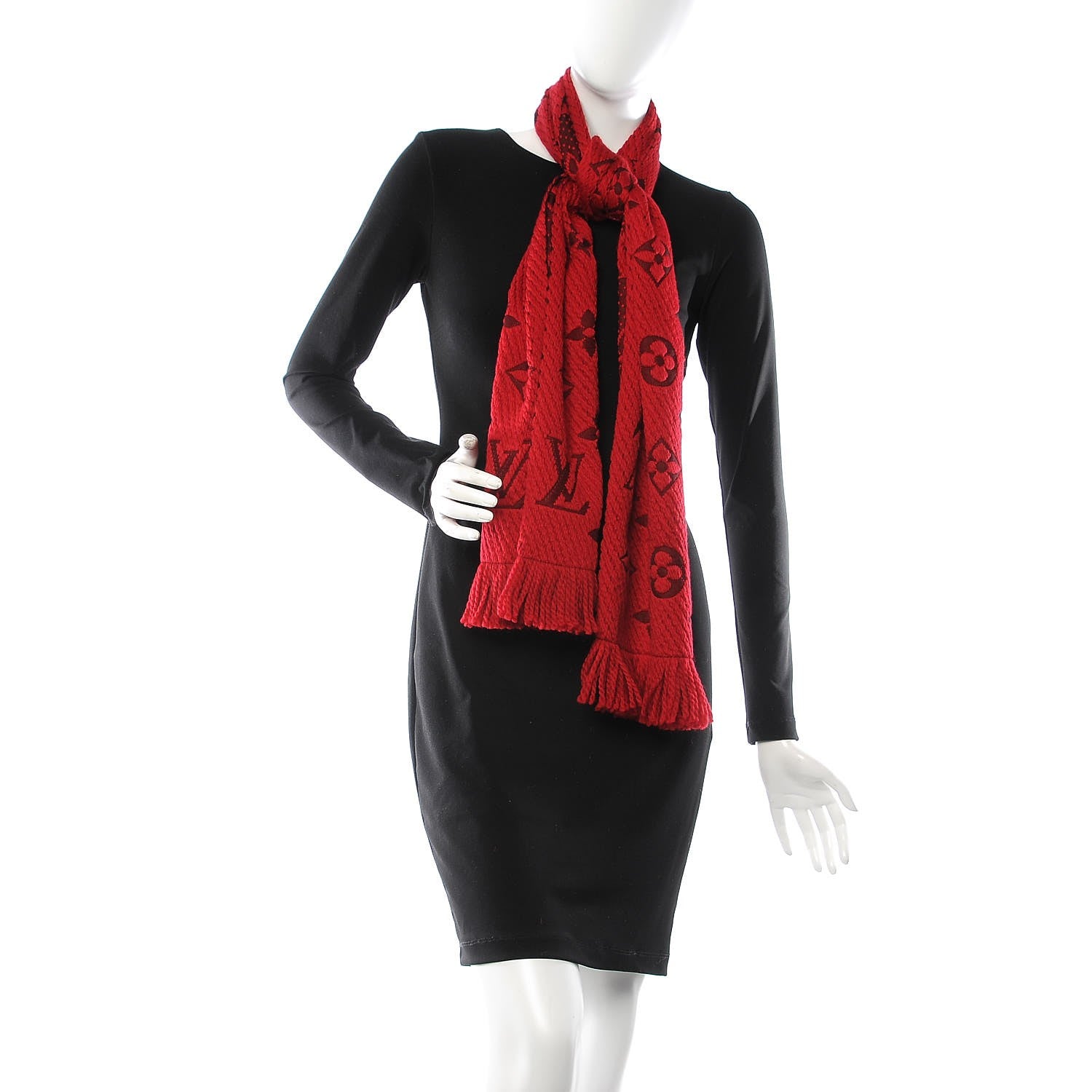 Louis Vuitton Wool Silk Logomania Scarf Rubis 2 of 3