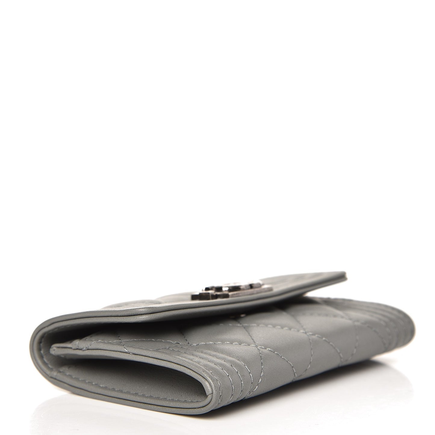 Lambskin Quilted Boy Card Holder Wallet Grey