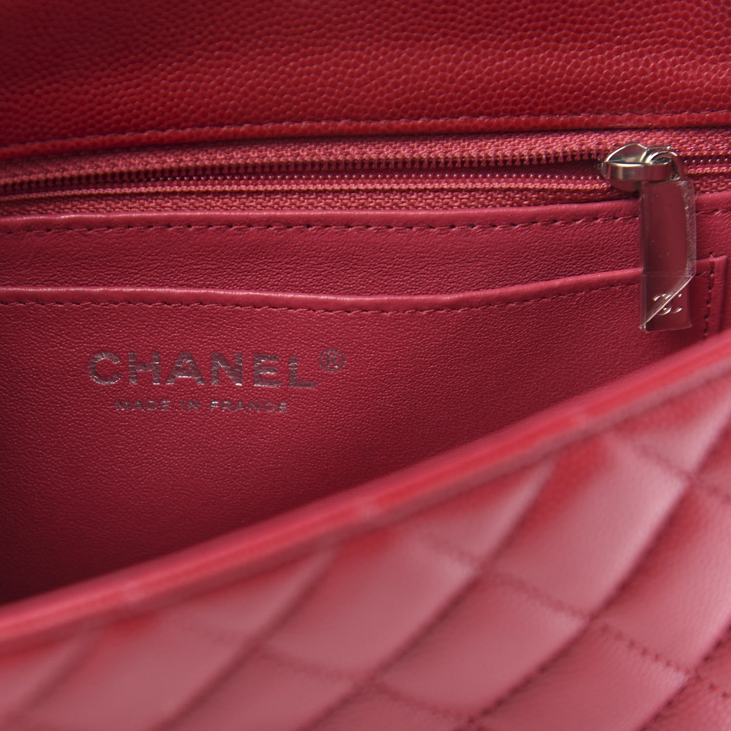 Caviar Quilted Mini Rectangular Flap Dark Pink