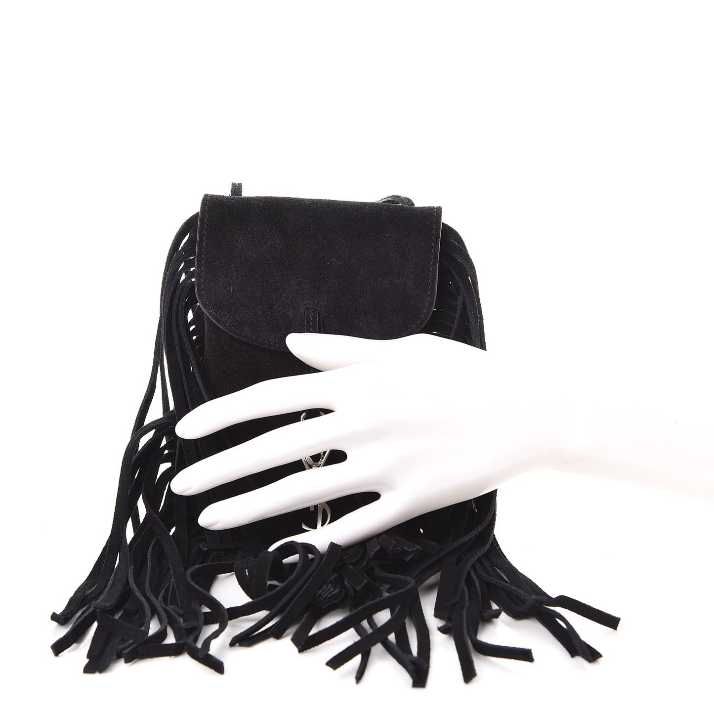 Suede Fringe Toy Monogram Anita Crossbody Bag Black