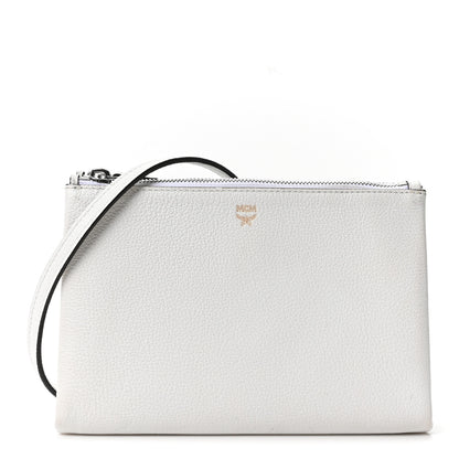 MCM Grained Calfskin Milla Double Crossbody Bag White 1 of 10