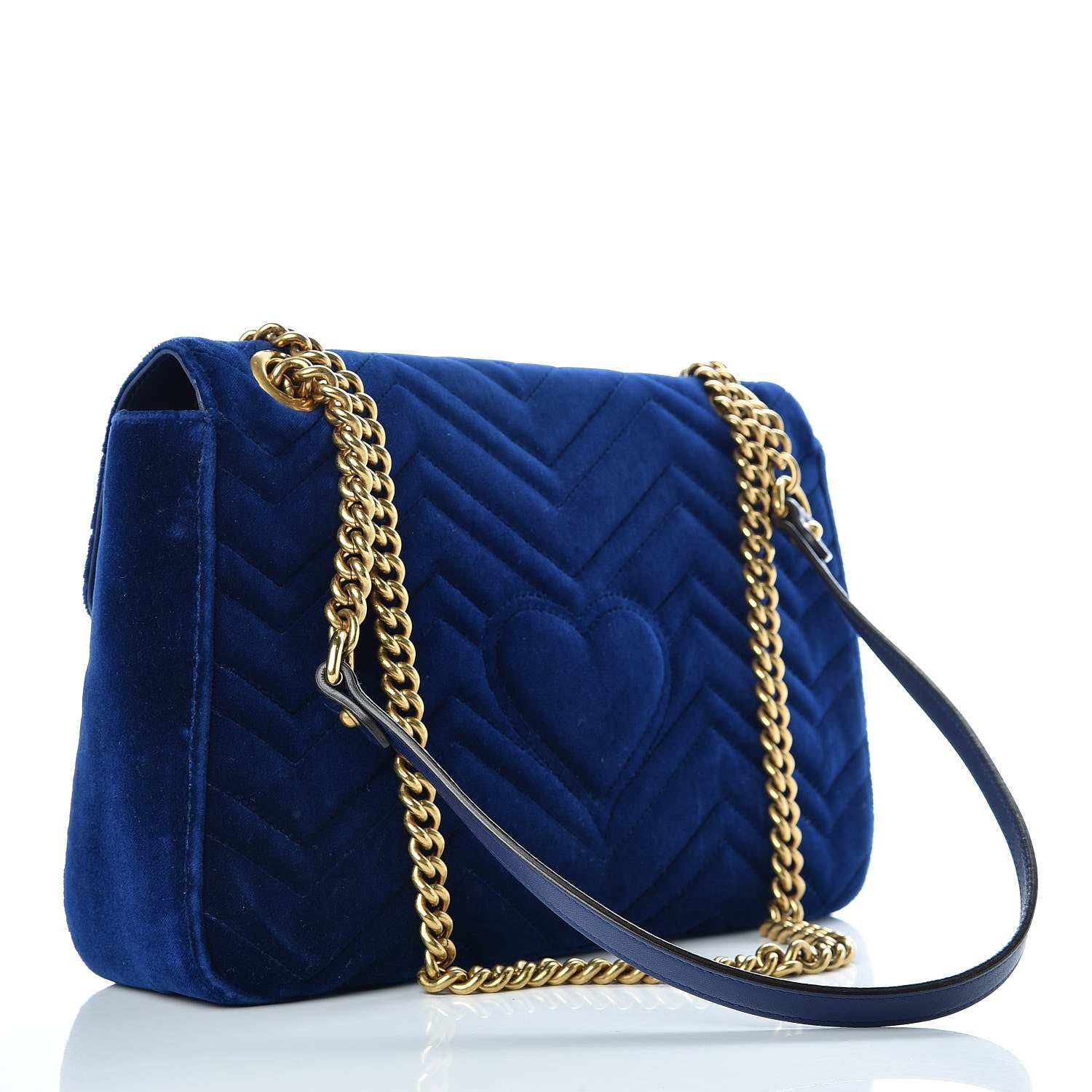 Gucci Velvet Matelasse Medium GG Marmont Shoulder Bag Cobalt Blue 4 of 12