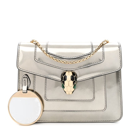 Bulgari Metallic Calfskin Small Serpenti Forever Snake Strap Crossbody Bag Silver 1 of 12