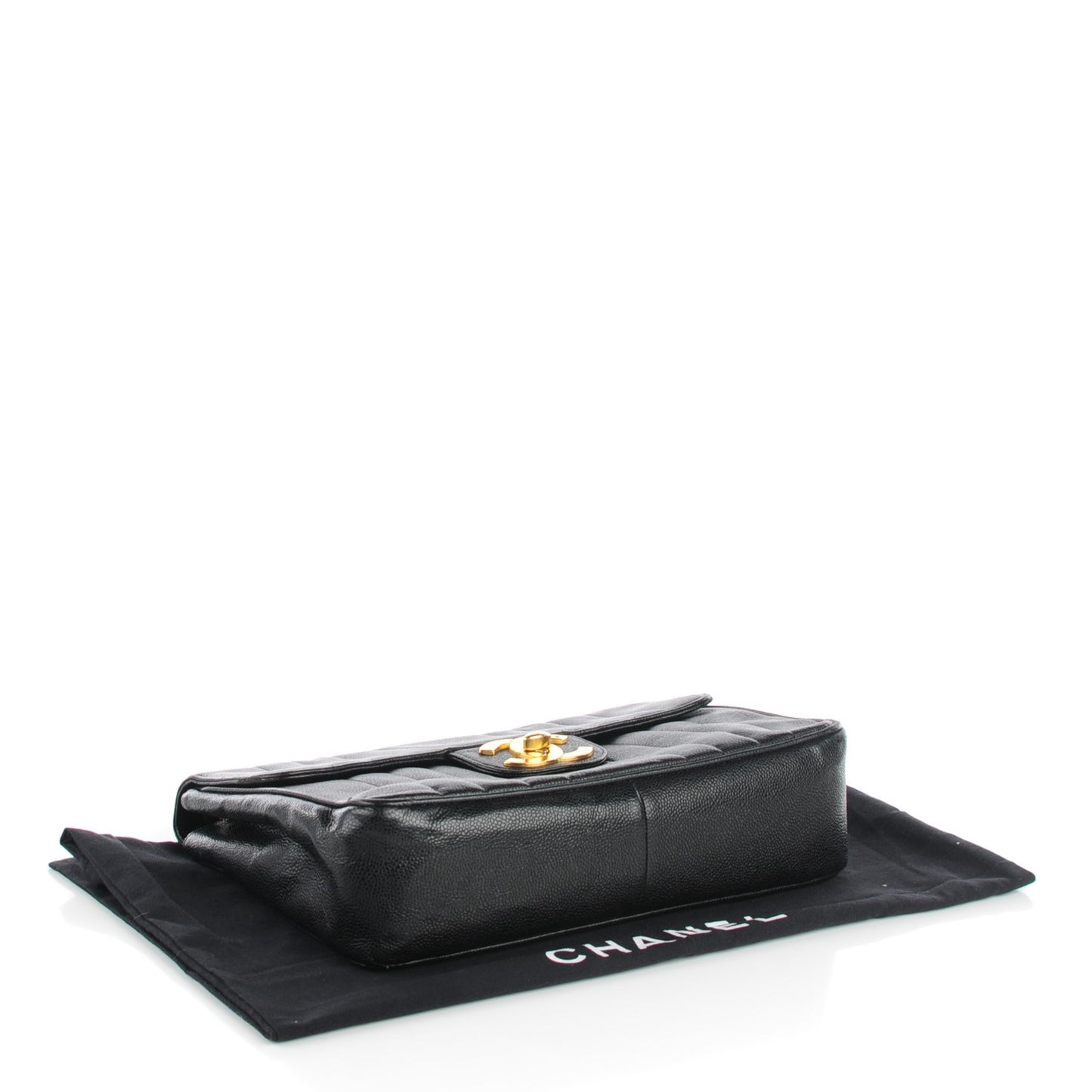 Caviar Vertical Quilt Jumbo Flap Black