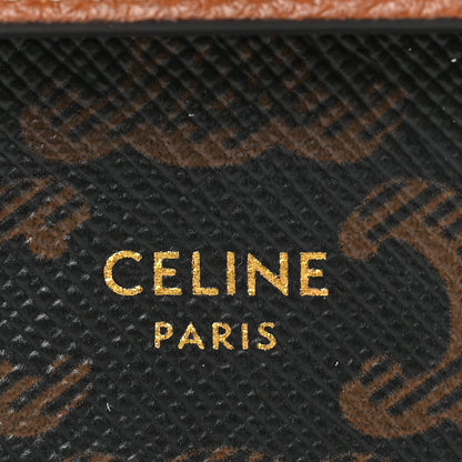 Celine Triomphe Canvas Lambskin Wallet On Strap Tan 6 of 9