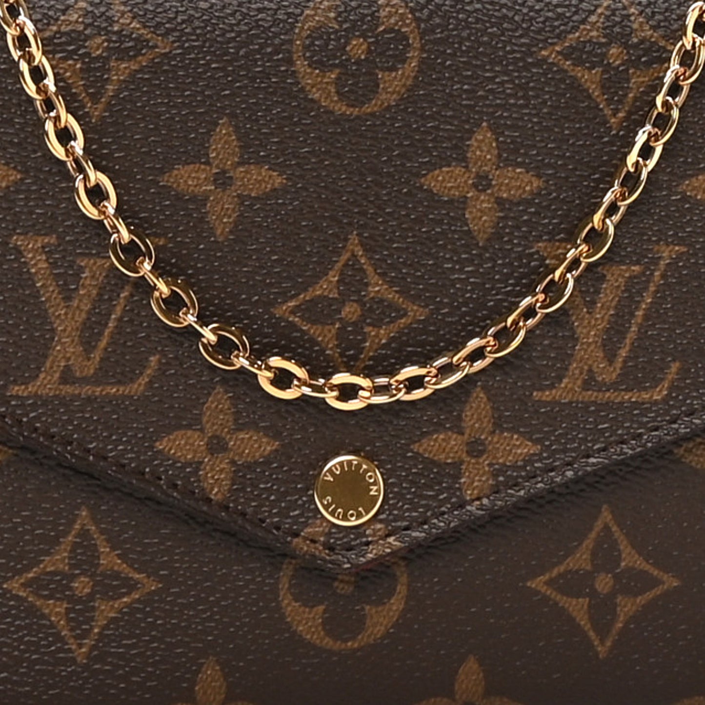 Monogram Pochette Felicie Chain Wallet Fuchsia