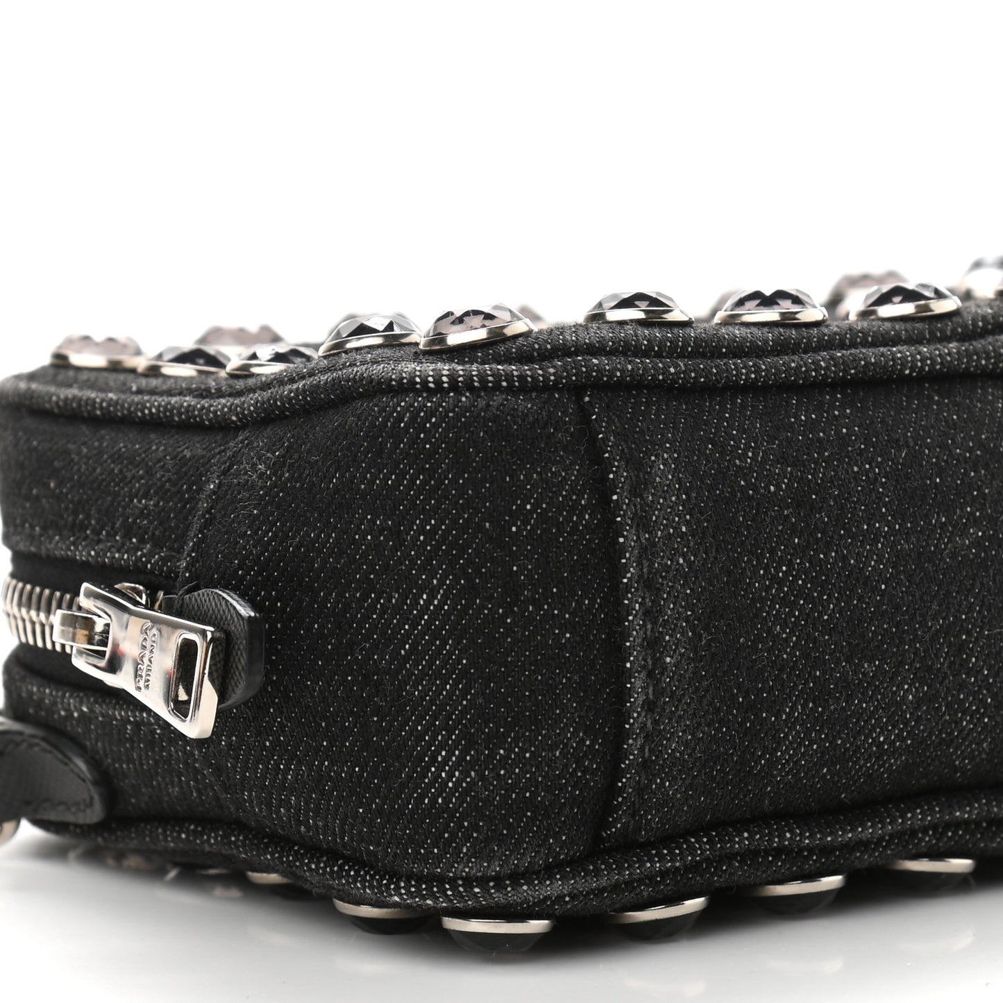 Denim Studded Embellished Mini Camera Crossbody Black