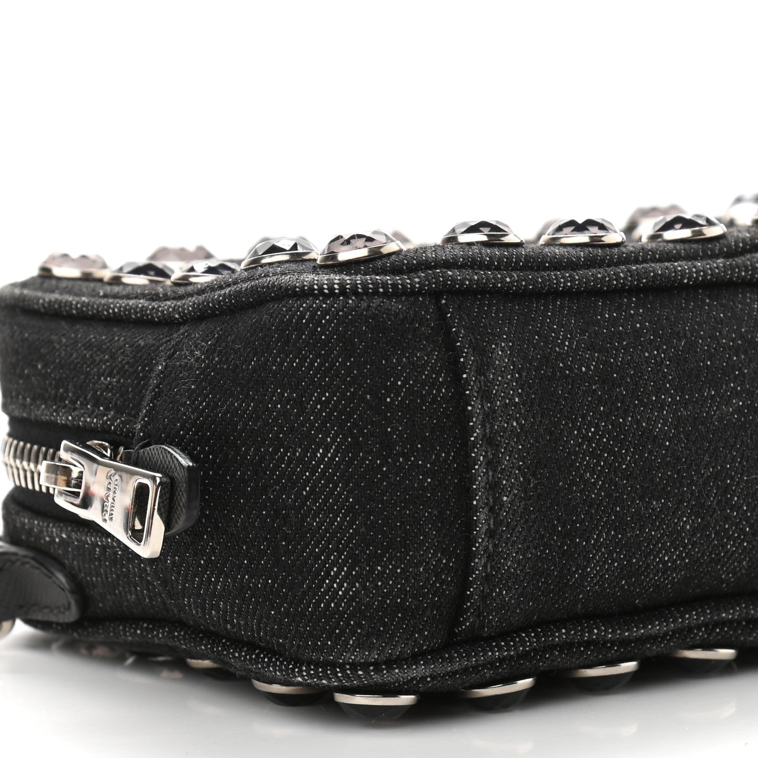Prada Denim Studded Embellished Mini Camera Crossbody Black 9 of 10
