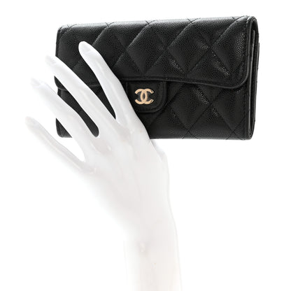 Chanel Caviar Quilted Medium Gusset Flap Wallet Black 2 of 11
