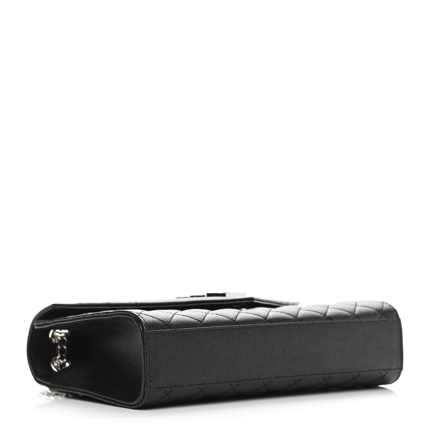 Saint Laurent Grain De Poudre Textured Mixed Matelasse Triquilt Medium Monogram Satchel Black 4 of 10