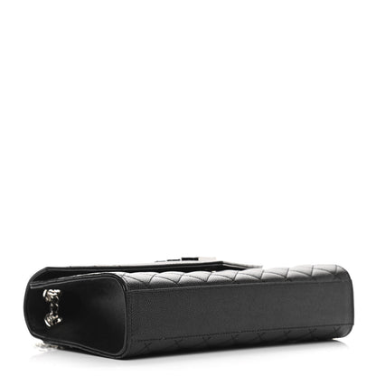 Saint Laurent Grain De Poudre Textured Mixed Matelasse Triquilt Medium Monogram Satchel Black 4 of 10