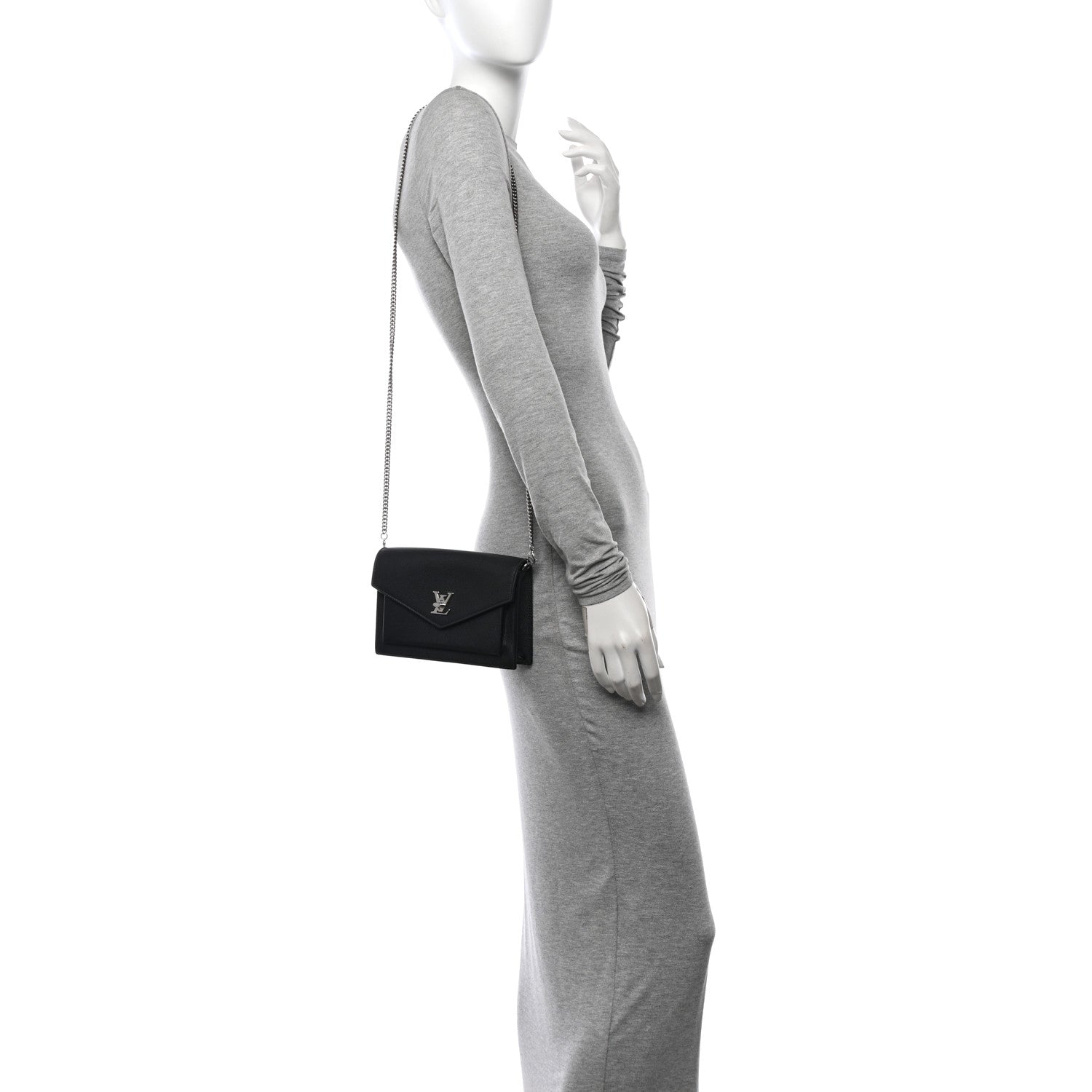 Louis Vuitton Soft Calfskin My Lockme Chain Pochette Black 2 of 10