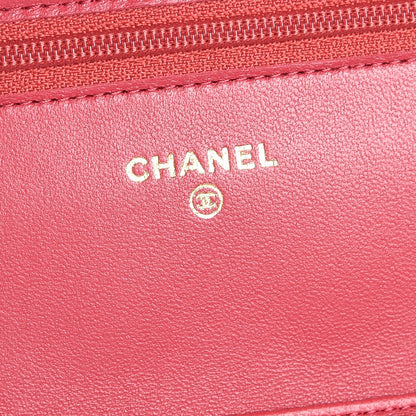 Chanel Lambskin Quilted Wallet On Chain WOC Pink 6 of 9