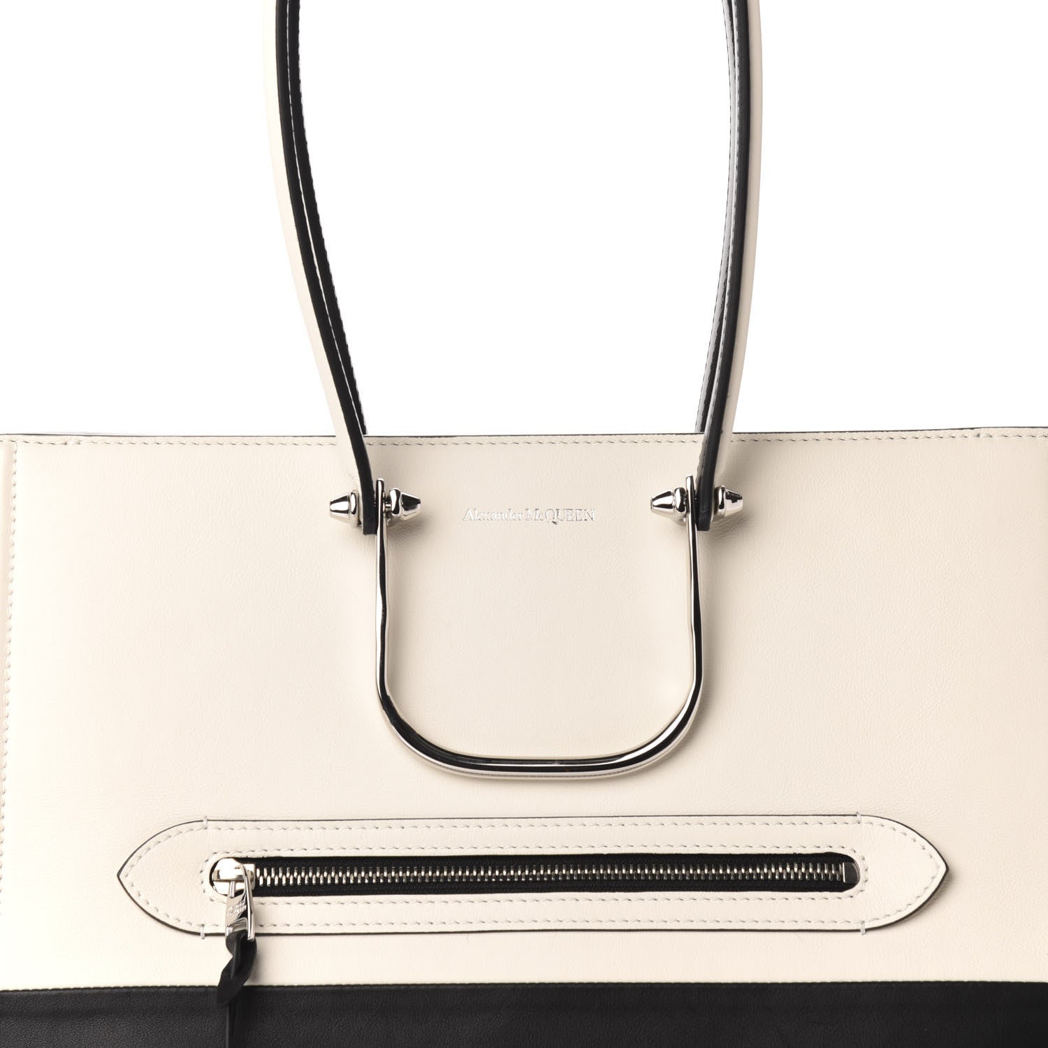 Alexander McQueen Calfskin The Tall Story Shoulder Bag Black White 10 of 10