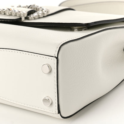 Jimmy Choo Calfskin Crystal Medium Cheri Top Handle Bag Milk 9 of 11