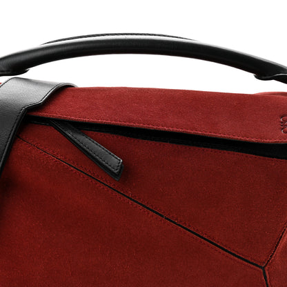 Loewe Suede Medium Puzzle Bag Red 7 of 14