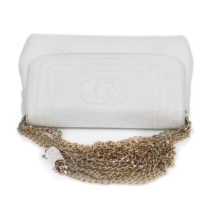 Chanel Lizard Embossed Leather Evening Bag White 4 of 9