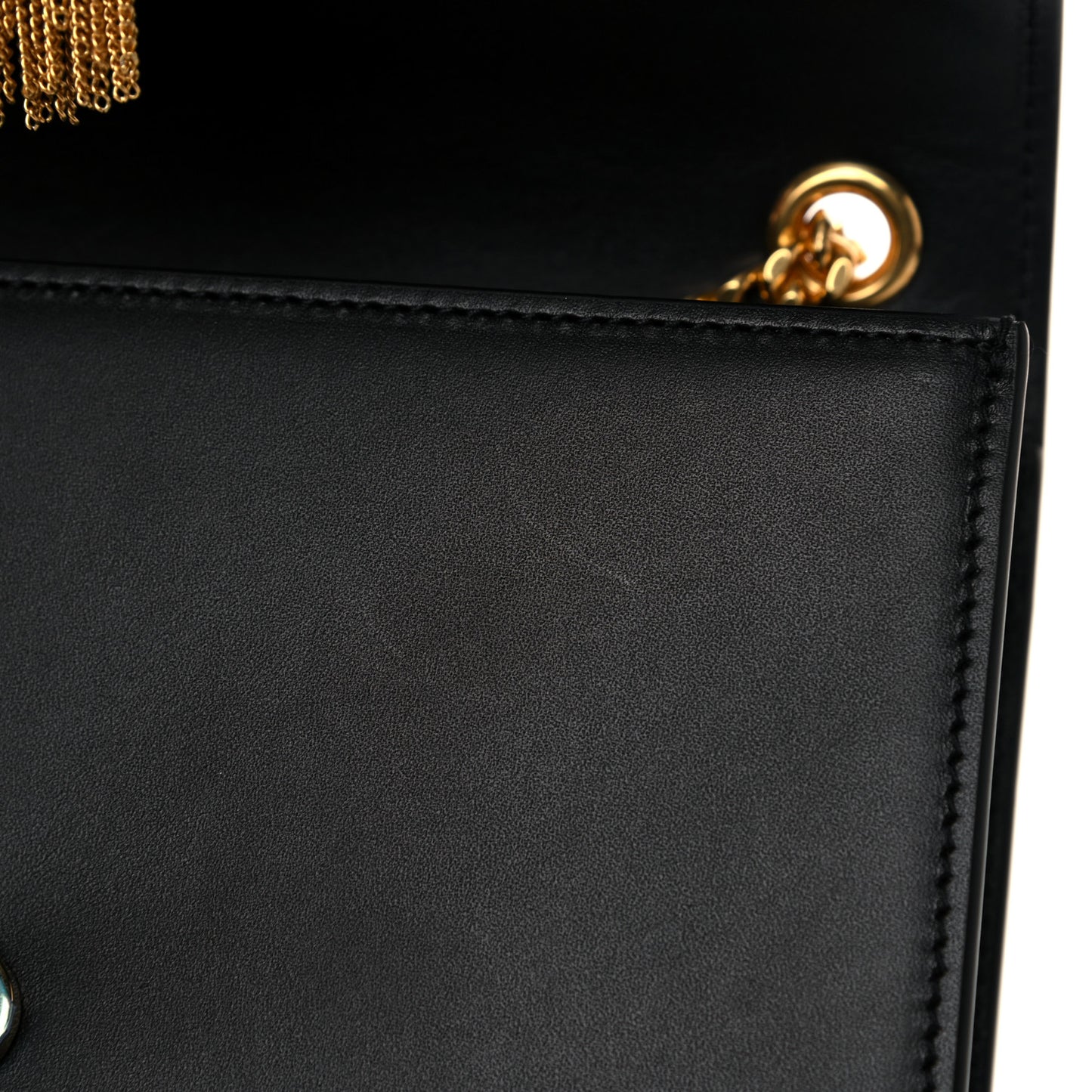 Calfskin Small Classic Monogram Kate Tassel Satchel Black