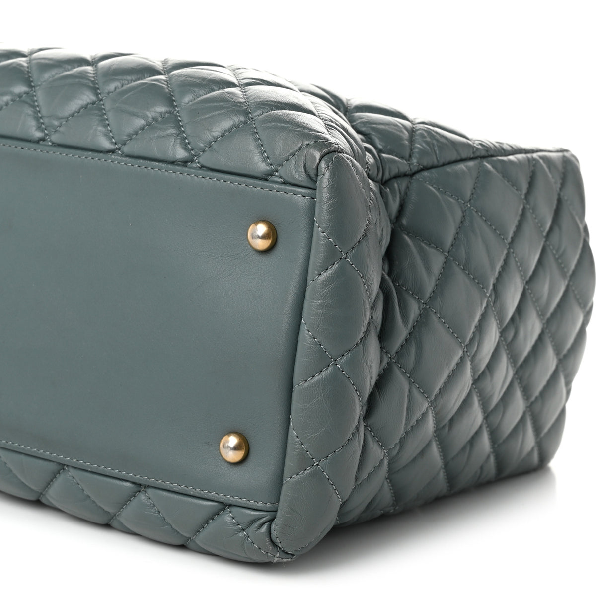 Aged Calfskin Quilted Large Coco Handle ShoppingTote Blue