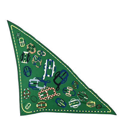 Hermes Cashmere Silk Bouclerie Moderne En Casaque Giant Triangle Scarf Vert Emeraude Bleu 1 of 4