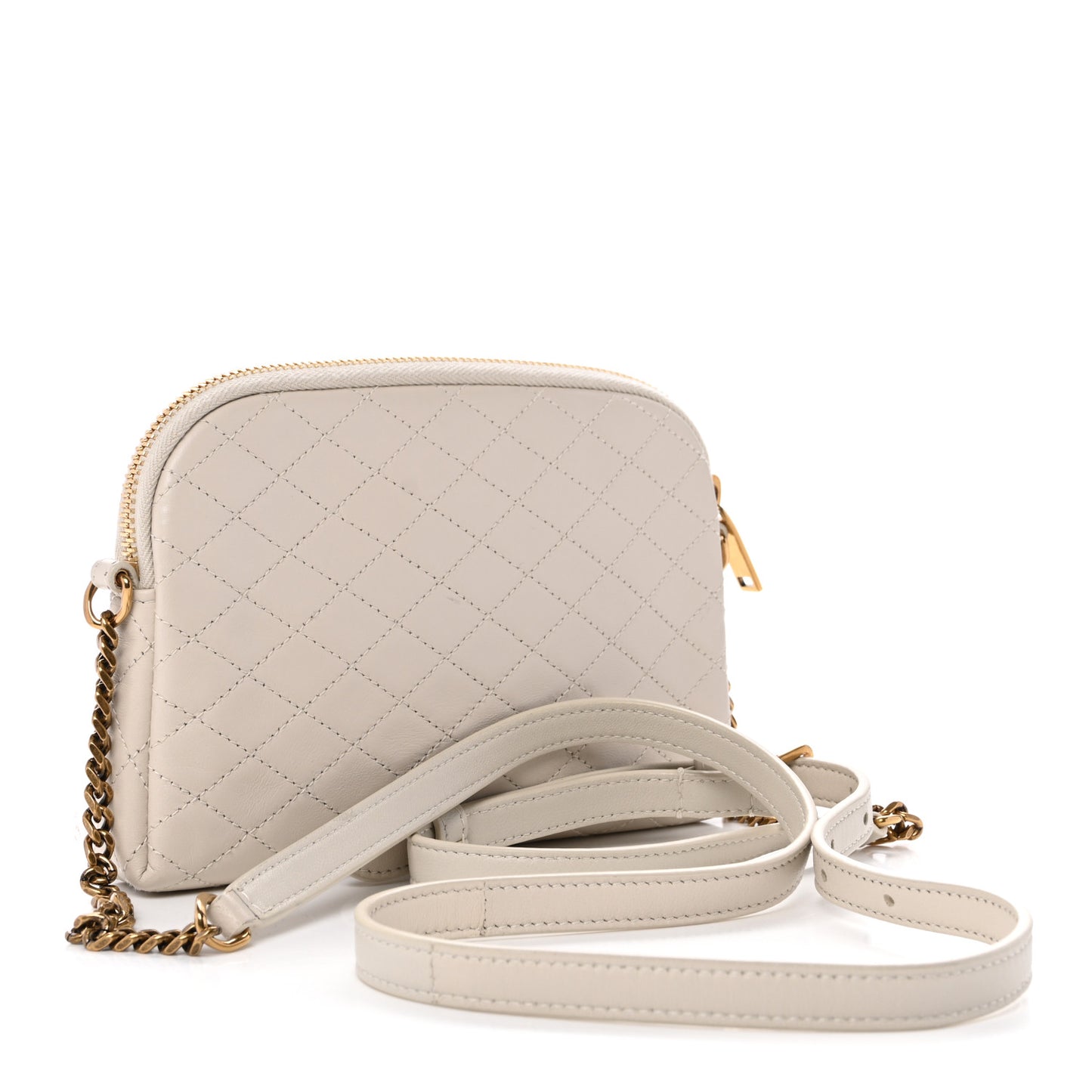 Lambskin Quilted Gaby Zipped Pouch Crema Soft