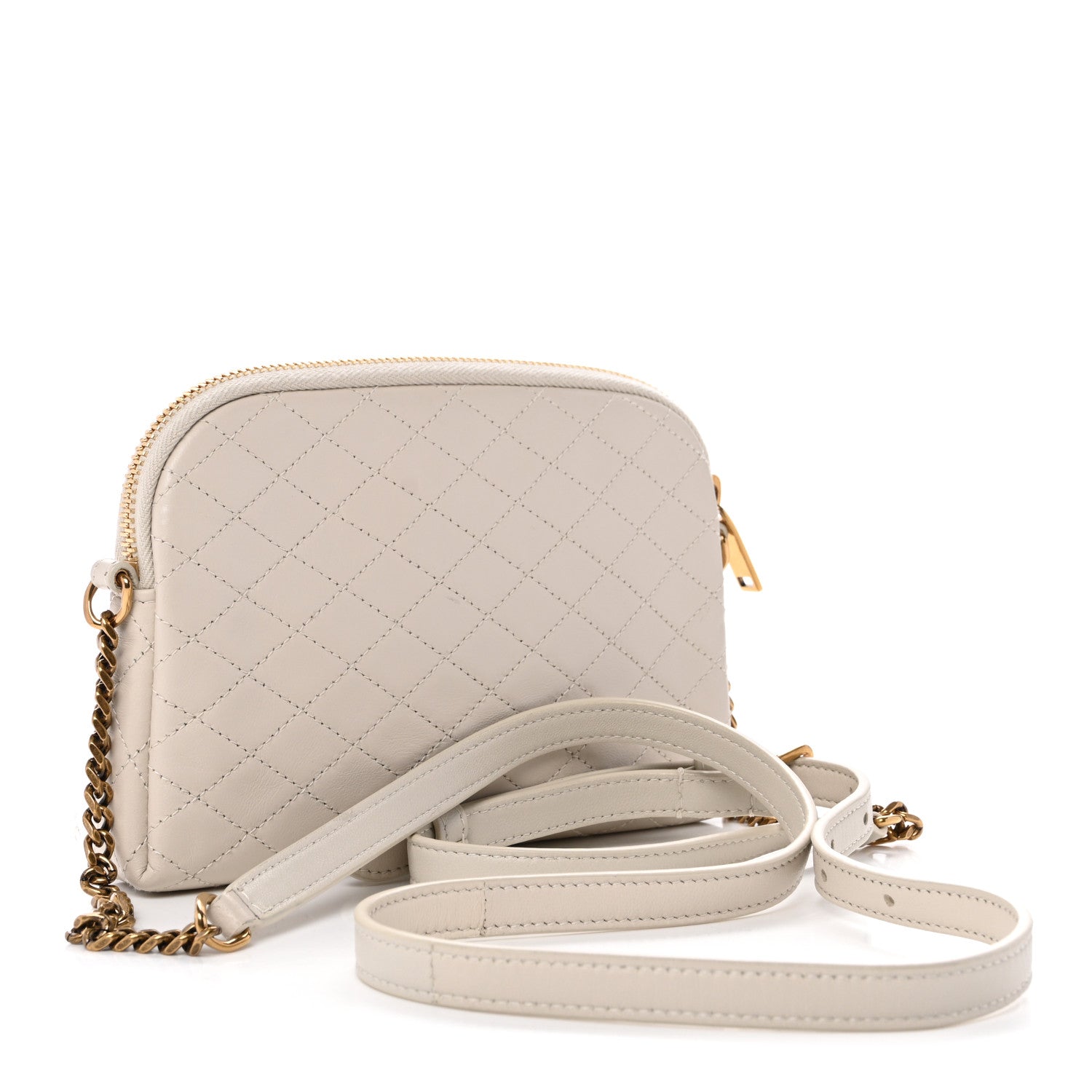 Saint Laurent Lambskin Quilted Gaby Zipped Pouch Crema Soft 3 of 12