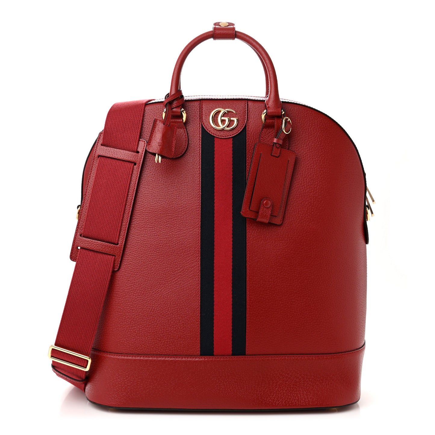 Textured Dollar Calfskin Web Small Savoy Bowling Tote Red
