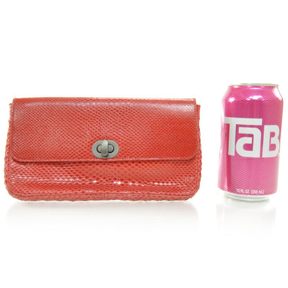 Bottega Veneta Snakeskin Clutch Red 2 of 9