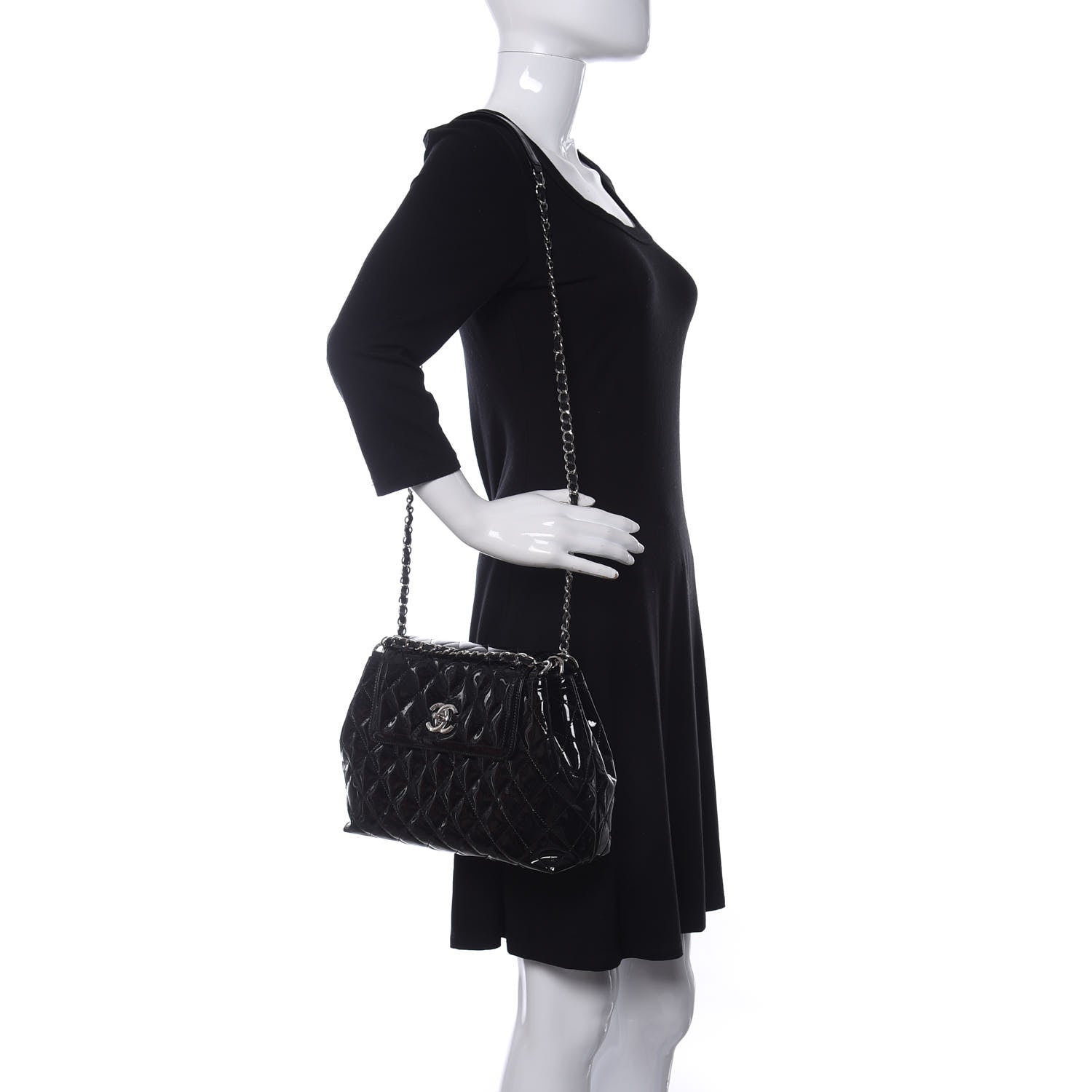 Chanel Patent Quilted Large Coco Shine Accordion Flap Black 2 of 11