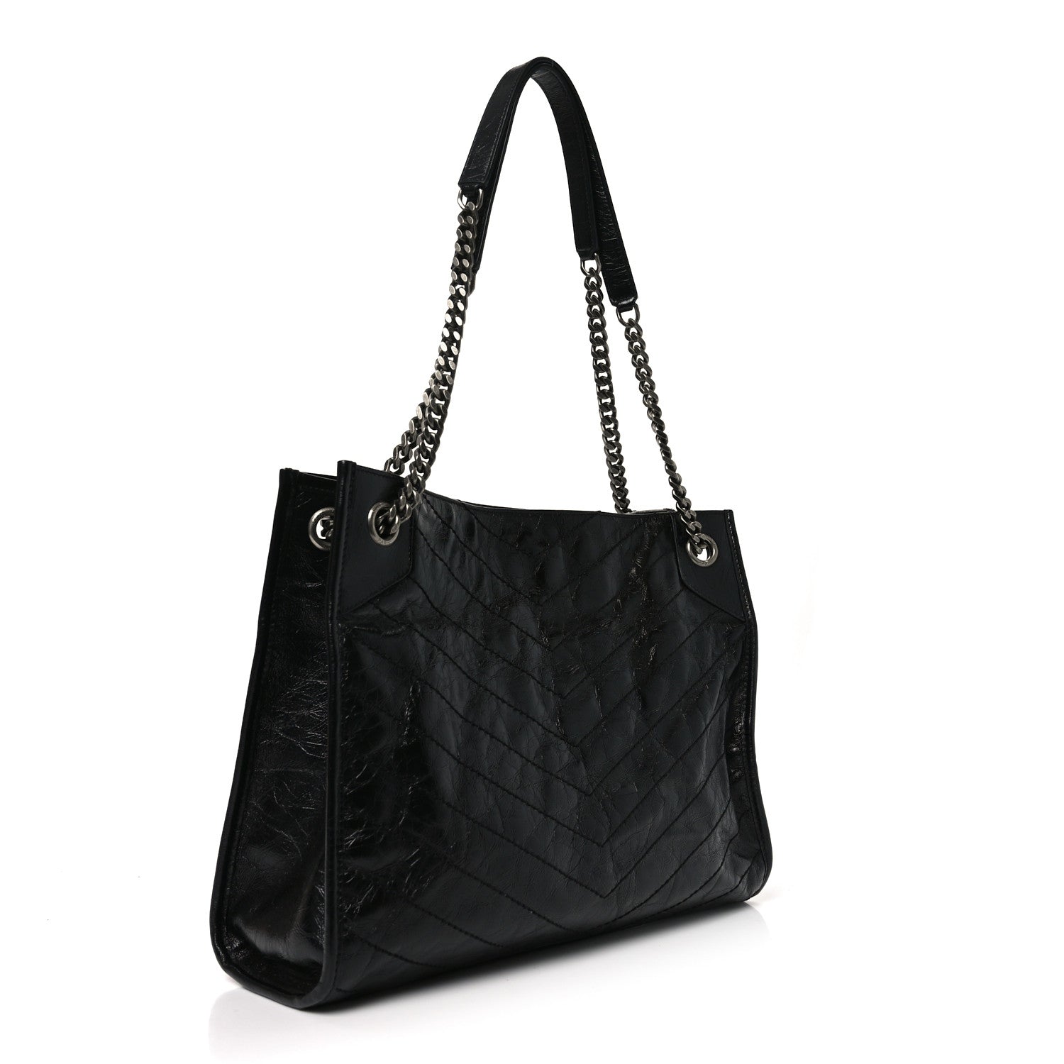Saint Laurent Crinkled Calfskin Matelasse Monogram Medium Niki Shopper Tote Black 3 of 10