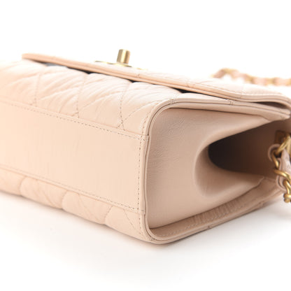 Chanel Crumpled Lambskin Quilted Mini CC Links Top Handle Flap Beige 8 of 9