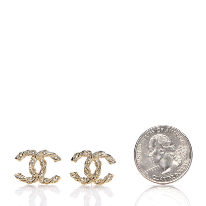 Chanel Crystal Twisted CC Earrings Gold 2 of 5