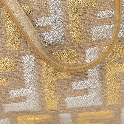 Fendi Metallic Canvas Zucca Roll Tote Beige Oro 16 of 18