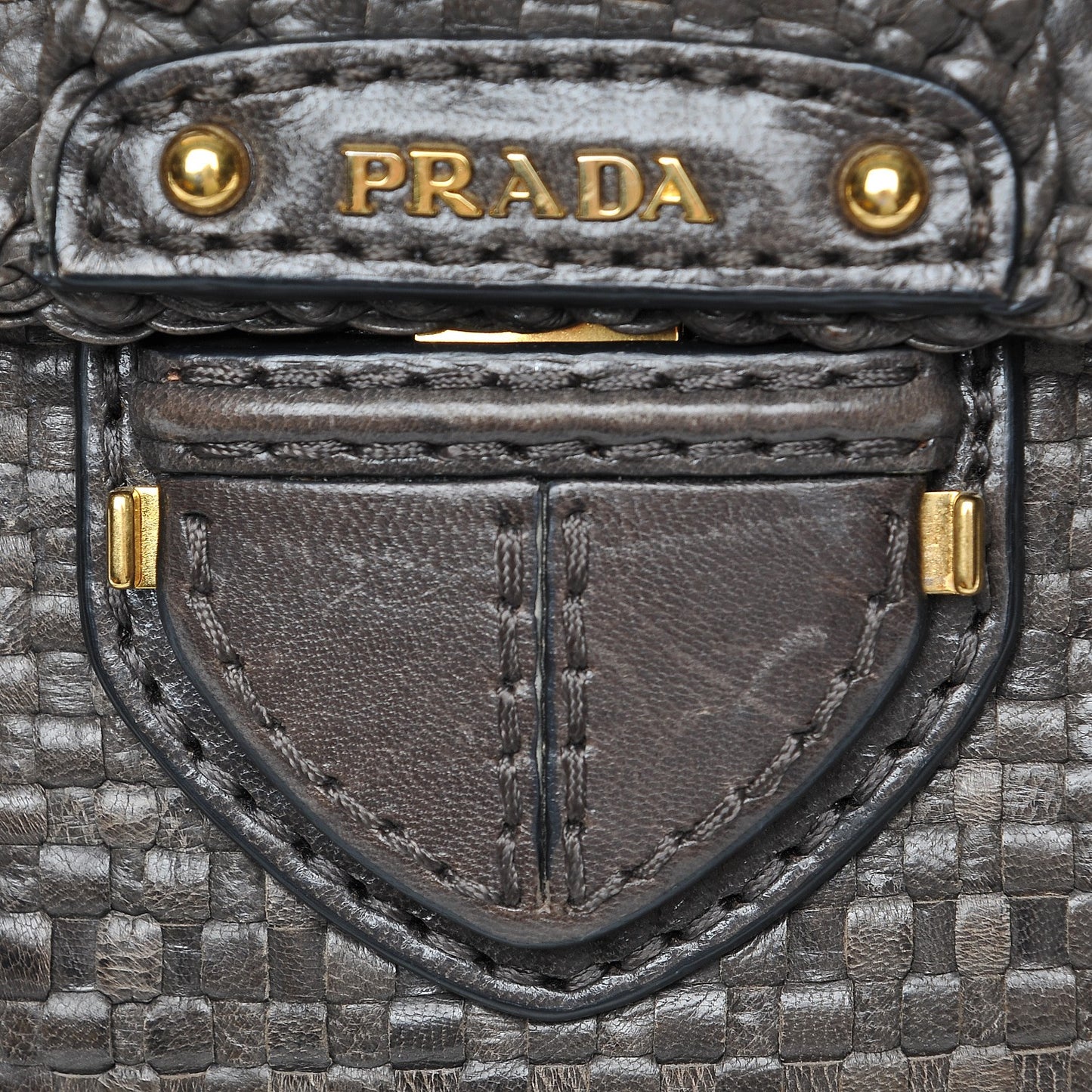 Goatskin Woven Top Handle Satchel Antracite