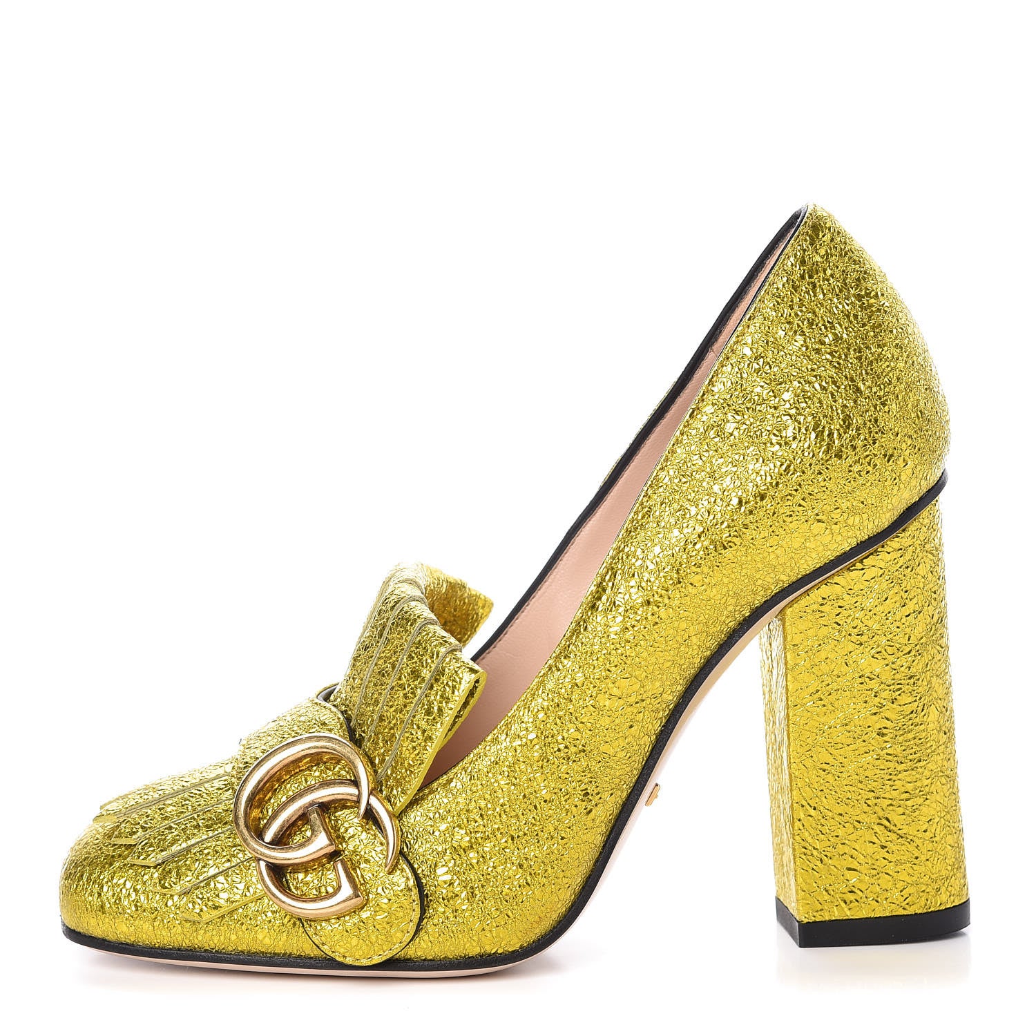 Gucci Galassia GG Marmont Fringe 105mm Loafer Pumps 34.5 Mimosa 1 of 8
