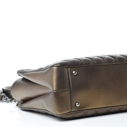 Chanel Metallic Grained Calfskin Quilted Shopping Tote Dark Gold 9 of 14