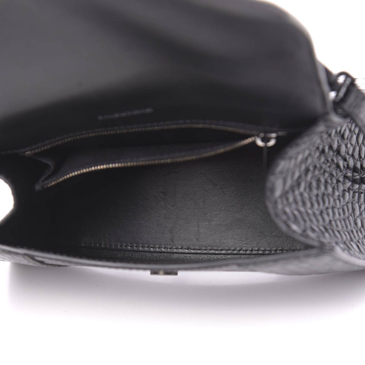 Shiny Calfskin Monochrome Crocodile Embossed Small Hourglass Top Handle Bag Black