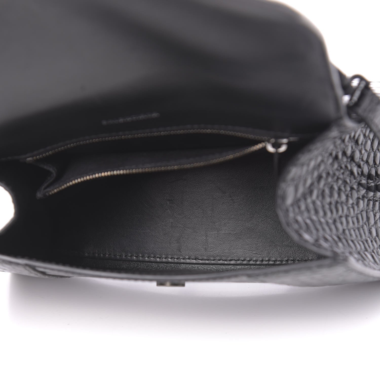 Balenciaga Shiny Calfskin Monochrome Crocodile Embossed Small Hourglass Top Handle Bag Black 5 of 9