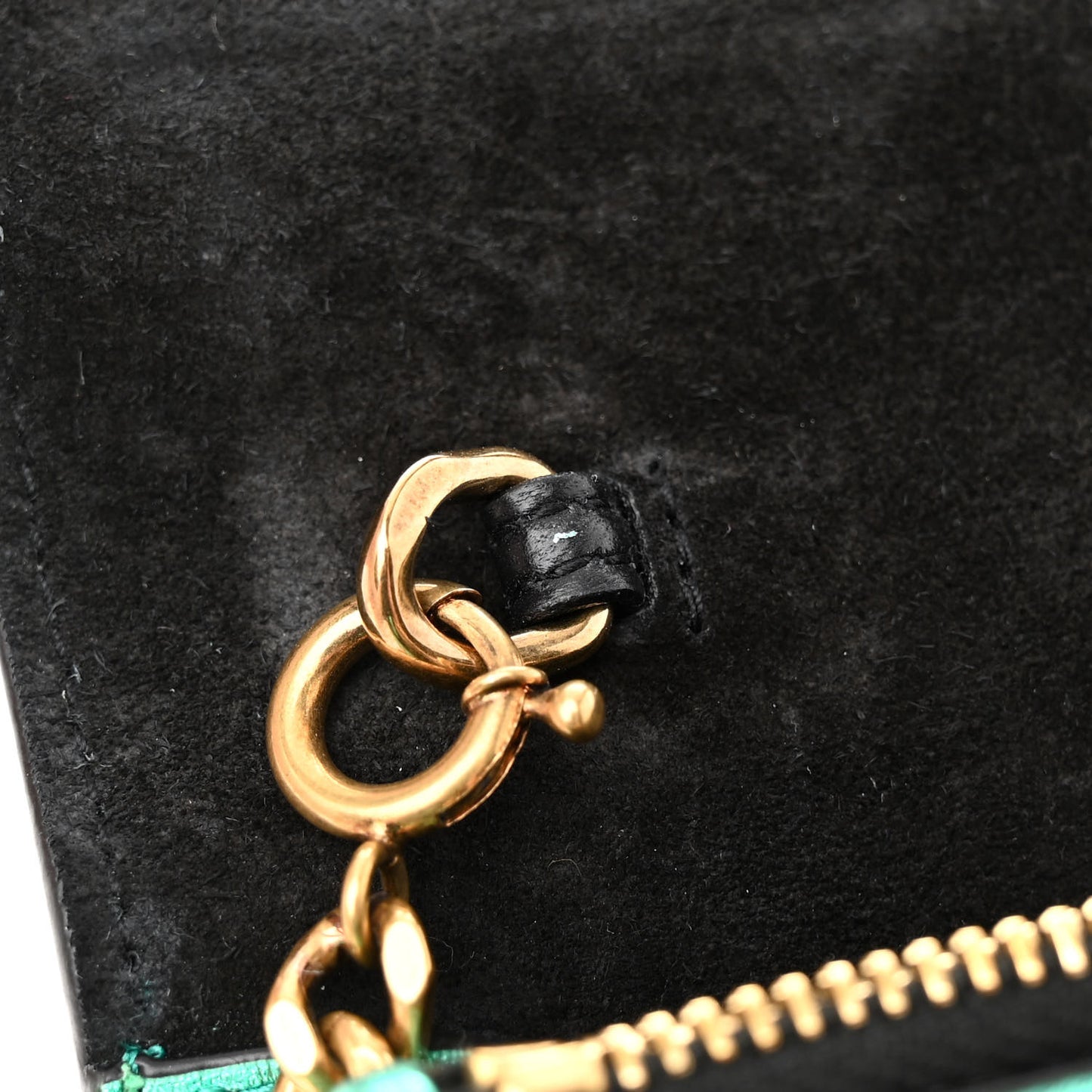 Laminated Calfskin Classic Monogram Kate Tassel Chain Wallet Green