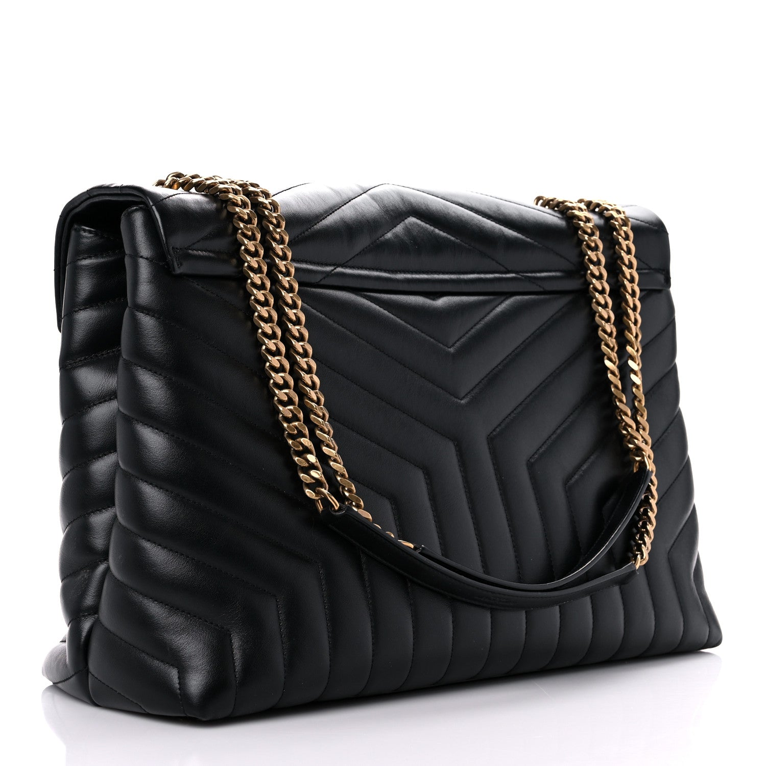 Saint Laurent Calfskin Y Quilted Monogram Large Loulou Chain Satchel Black 3 of 18
