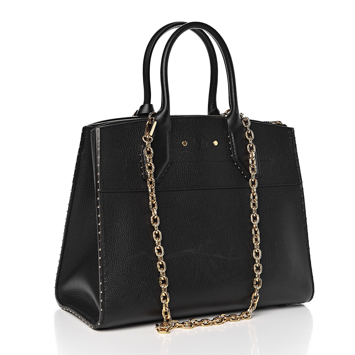 Louis Vuitton Calfskin Studded City Steamer MM Black 3 of 18