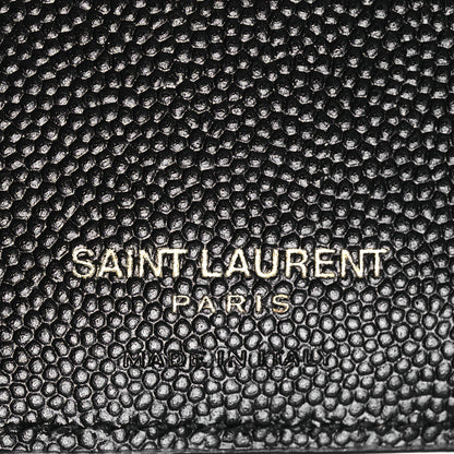Saint Laurent Grain De Poudre Matelasse Chevron Monogram Zipped Card Case Black 8 of 9