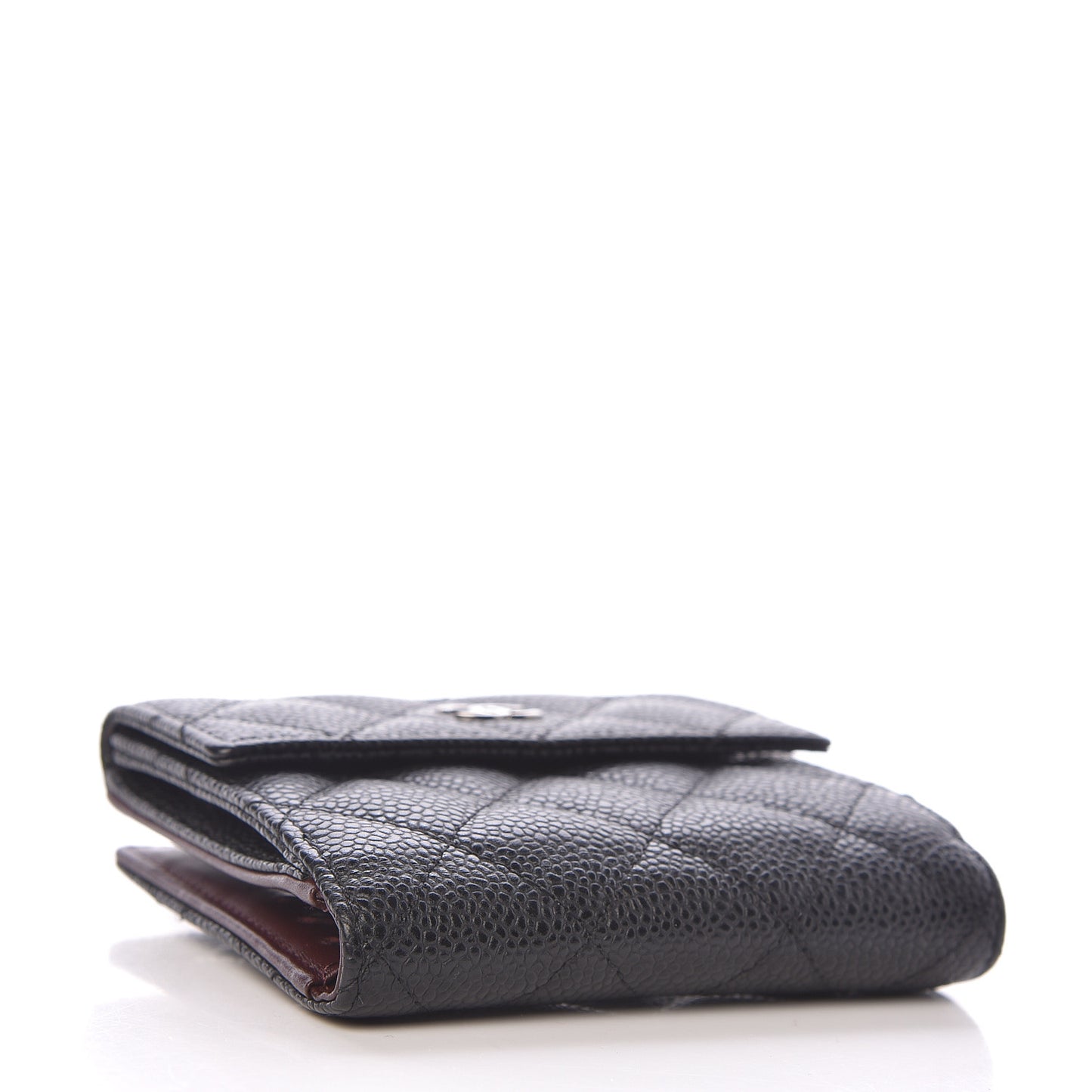 Caviar Quilted Compact French Flap Wallet Black