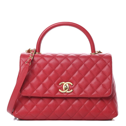 Chanel Caviar Quilted Small Coco Handle Flap Red 1 of 11